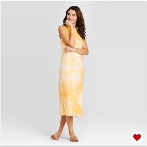 ISO! Yellow tie dye midi dress